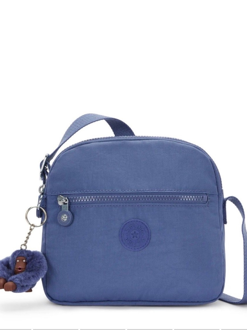Kipling Lavender-Blue Crossbody Bag with Monkey Charm